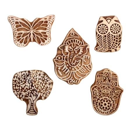 Set of 5 Piece New Mix Wooden Printing Block